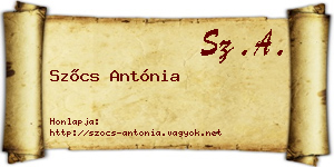 Szőcs Antónia névjegykártya